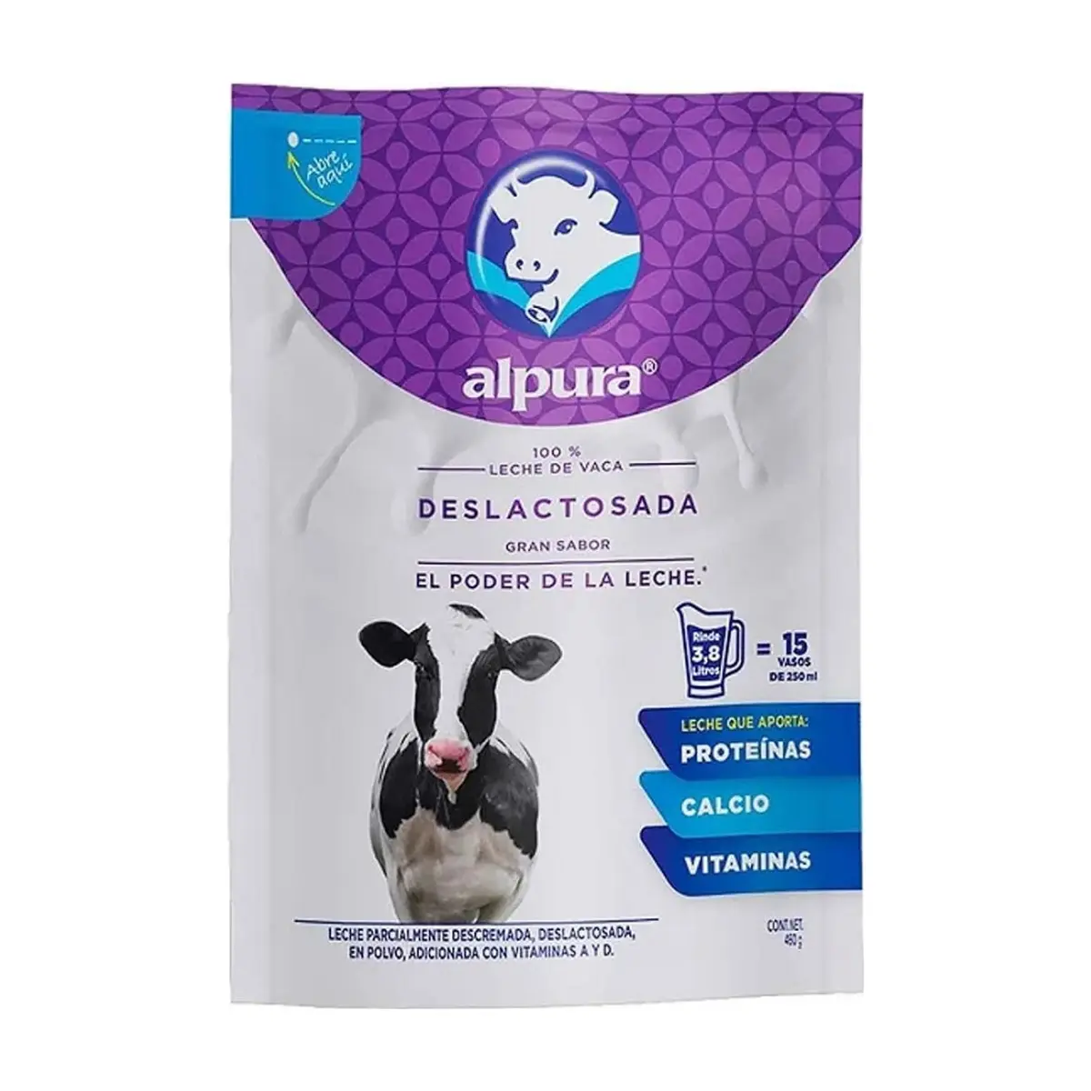 Leche en polvo parcialmente descremada, sin lactosa, adicionada con Vitamina A y D Alpura (460 g / 1.01 lb)