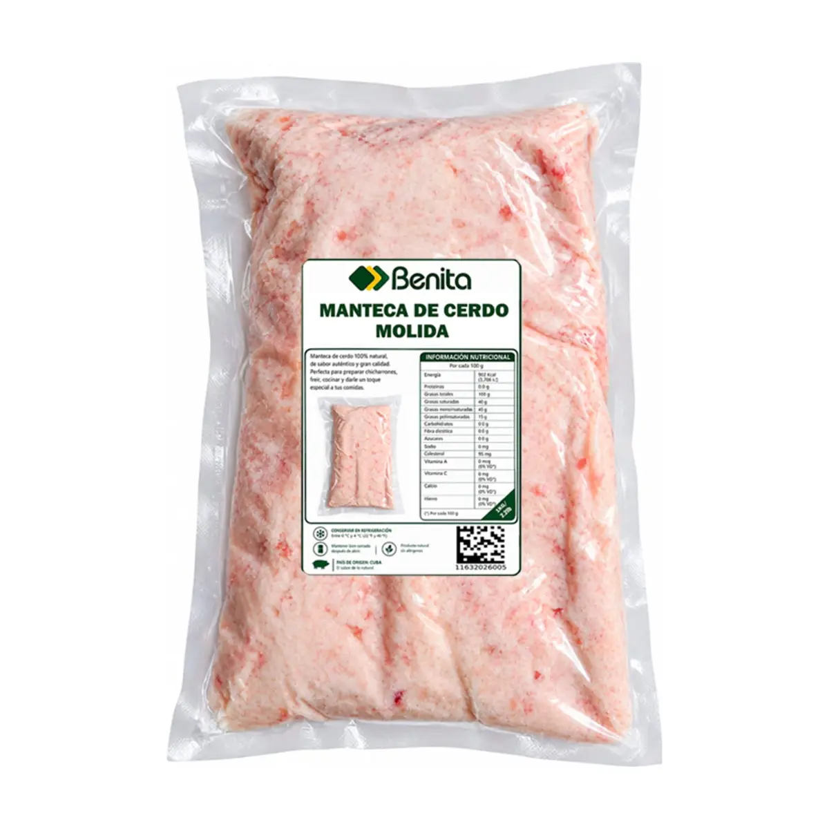 Manteca de cerdo molida Benita (1 kg / 2.2 lb)