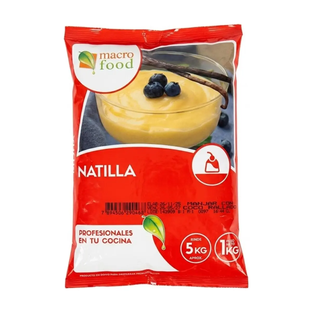 Natilla de Manjar y Coco Rallado (1kg) MACROFOOD