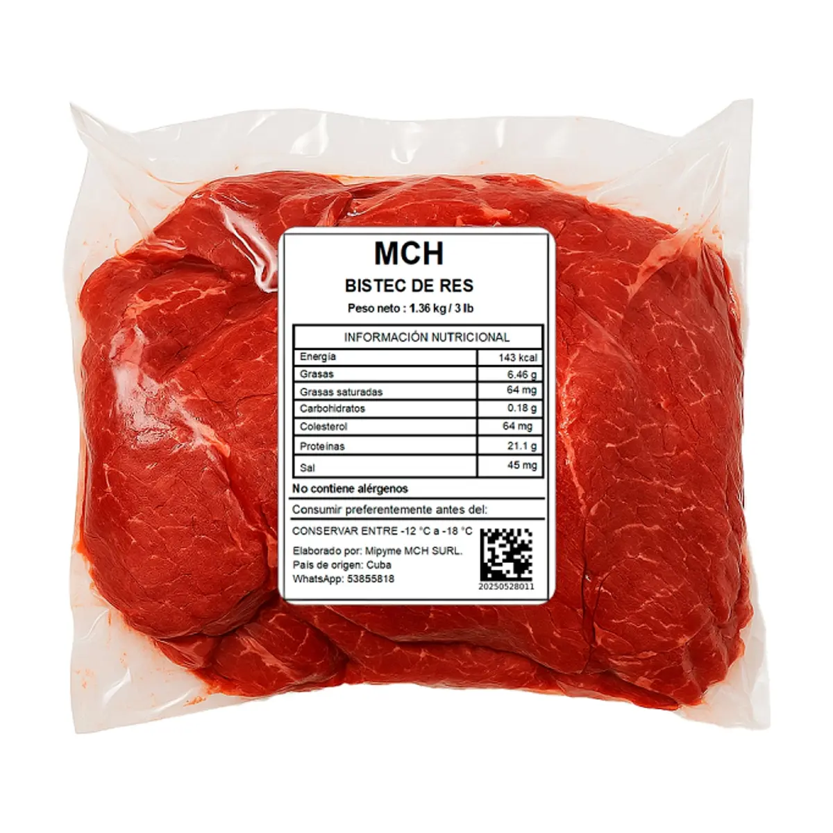 Bistec de res MCH (1.36 kg / 3 lb)