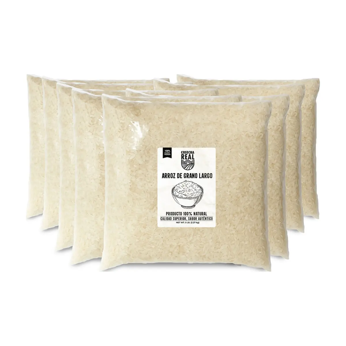 Arroz de grano largo Cosecha Real (8 x 2.27 kg / 5 lb)