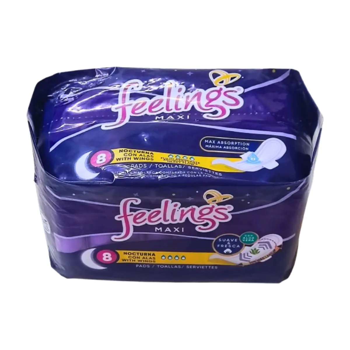 Toallas sanitarias nocturnas con alas Feelings (8 U) - Miniatura 2