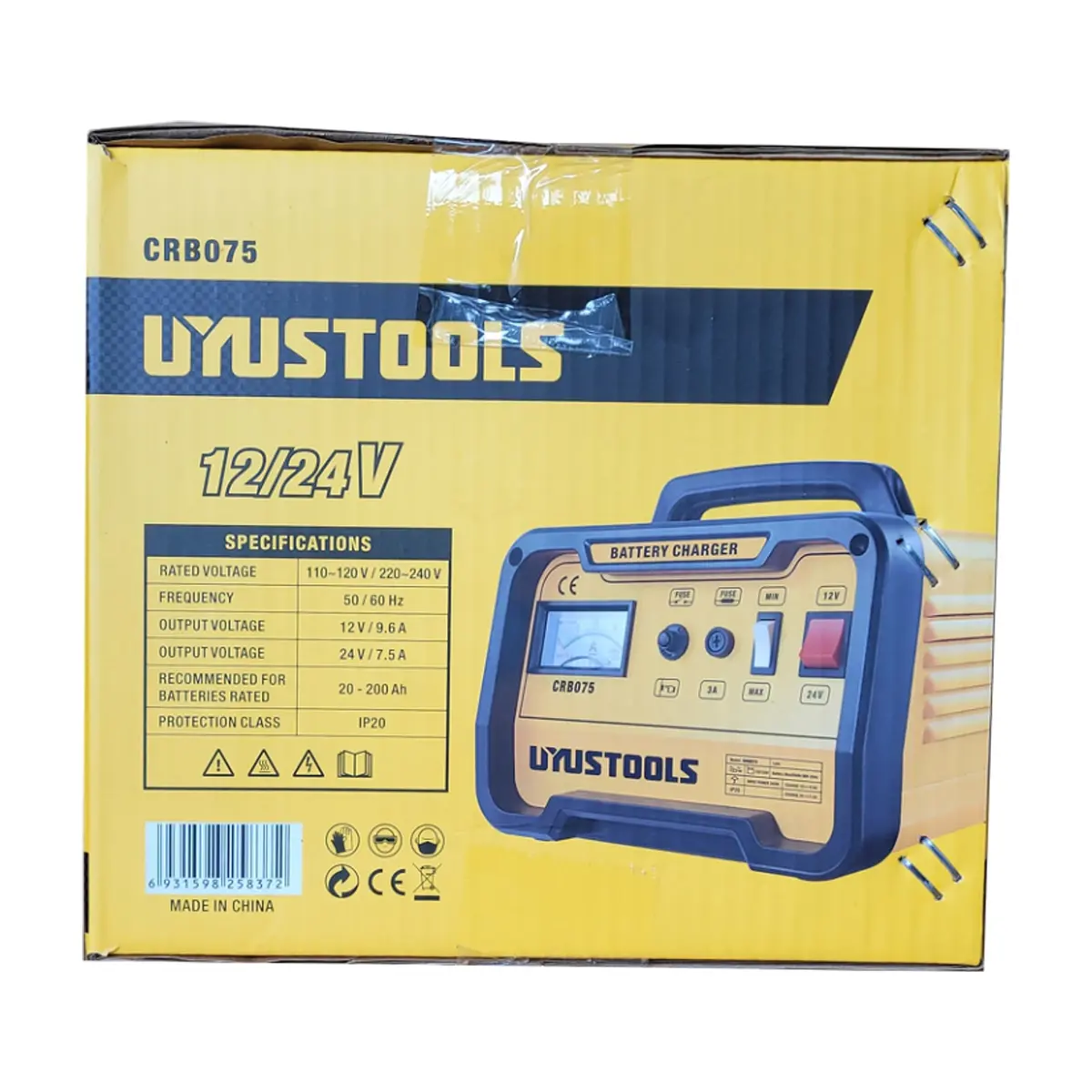 Cargador portátil de batería para motos y carros 12 V / 9.6 A y 24 V / 7.5 A Uyustools CRB075 - Thumbnail 9