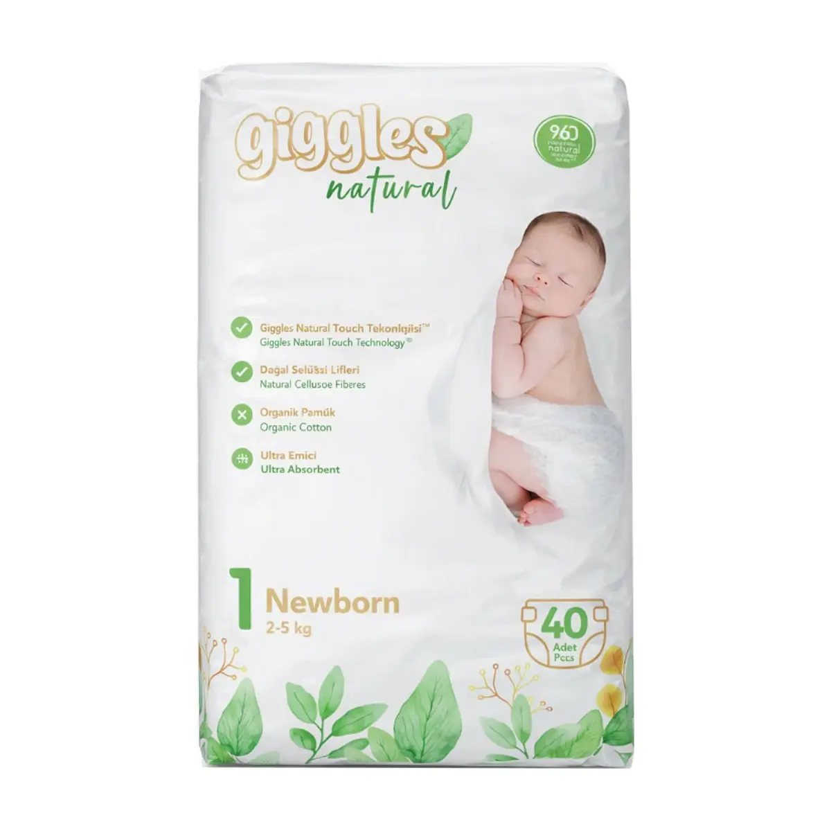 Pañales talla 1 newborn Giggles Natural (40 U)