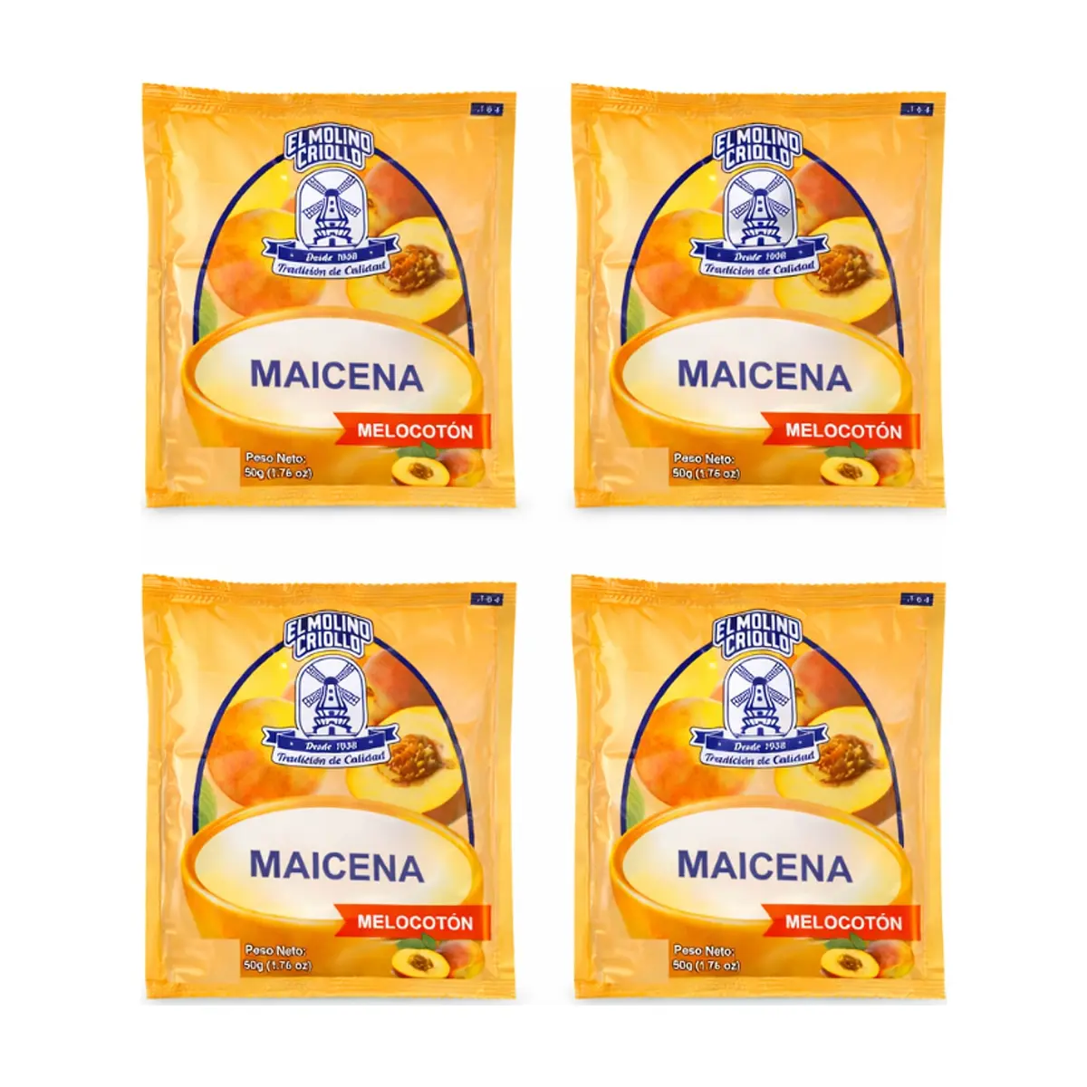 Maicena sabor melocotón El molino Criollo (4 x 50 g / 1.76 oz)