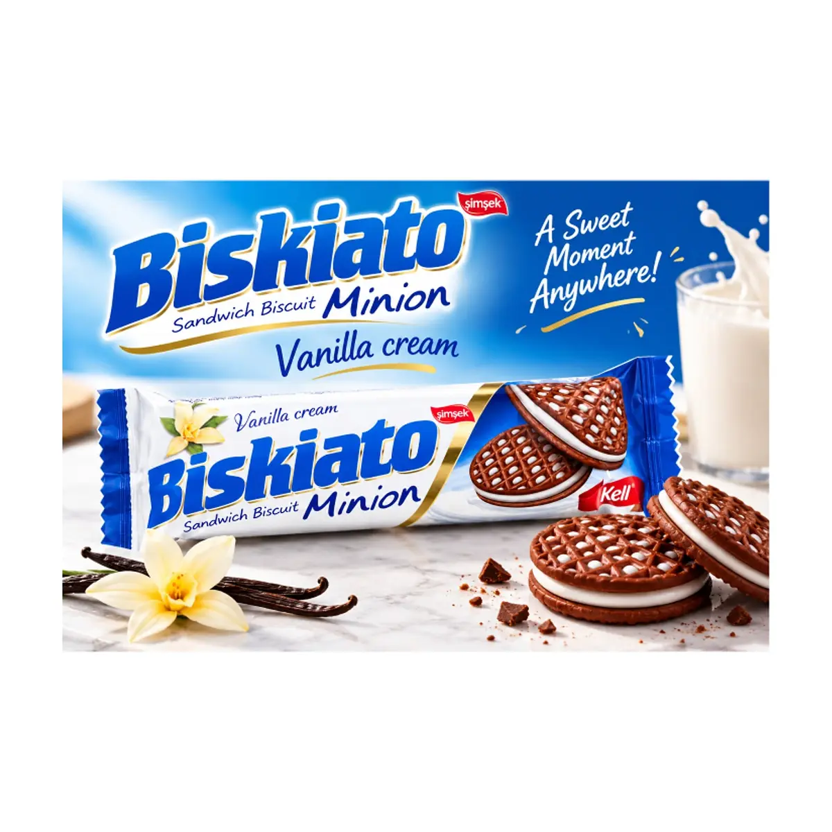 Galletas de chocolate con crema de vainilla Simsek Biskiato (60 g / 2.11oz) - Thumbnail 4