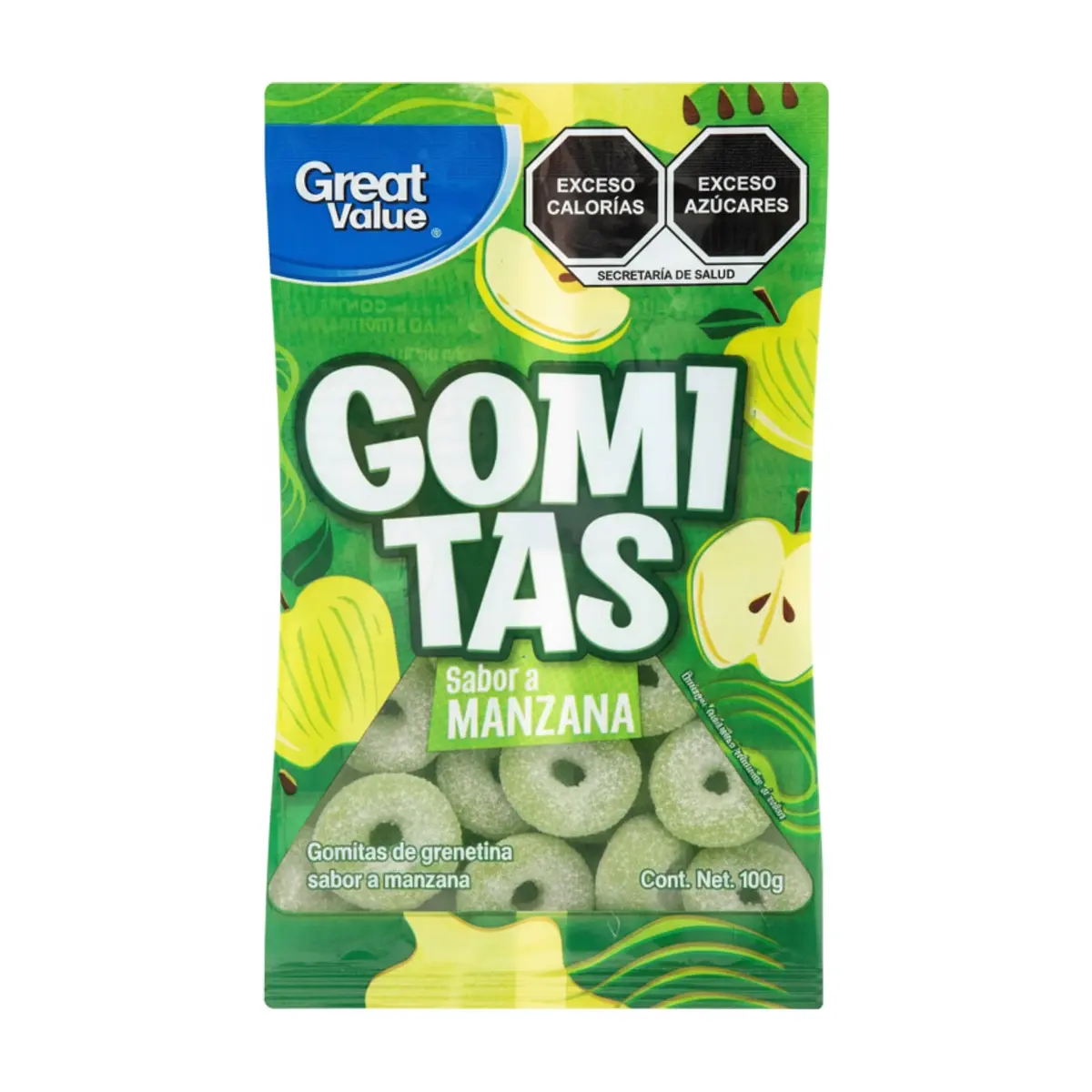 Gomitas de grenetina sabor a manzana Great Value (100 g / 3.5 oz) - Thumbnail 3