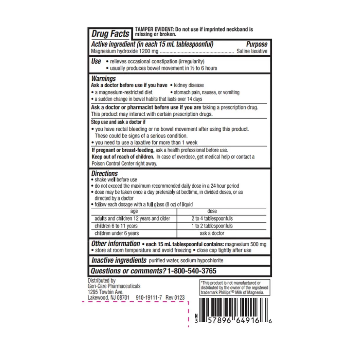 Leche de Magnesia Gericare (473 mL / 16 fl oz) - Thumbnail 2