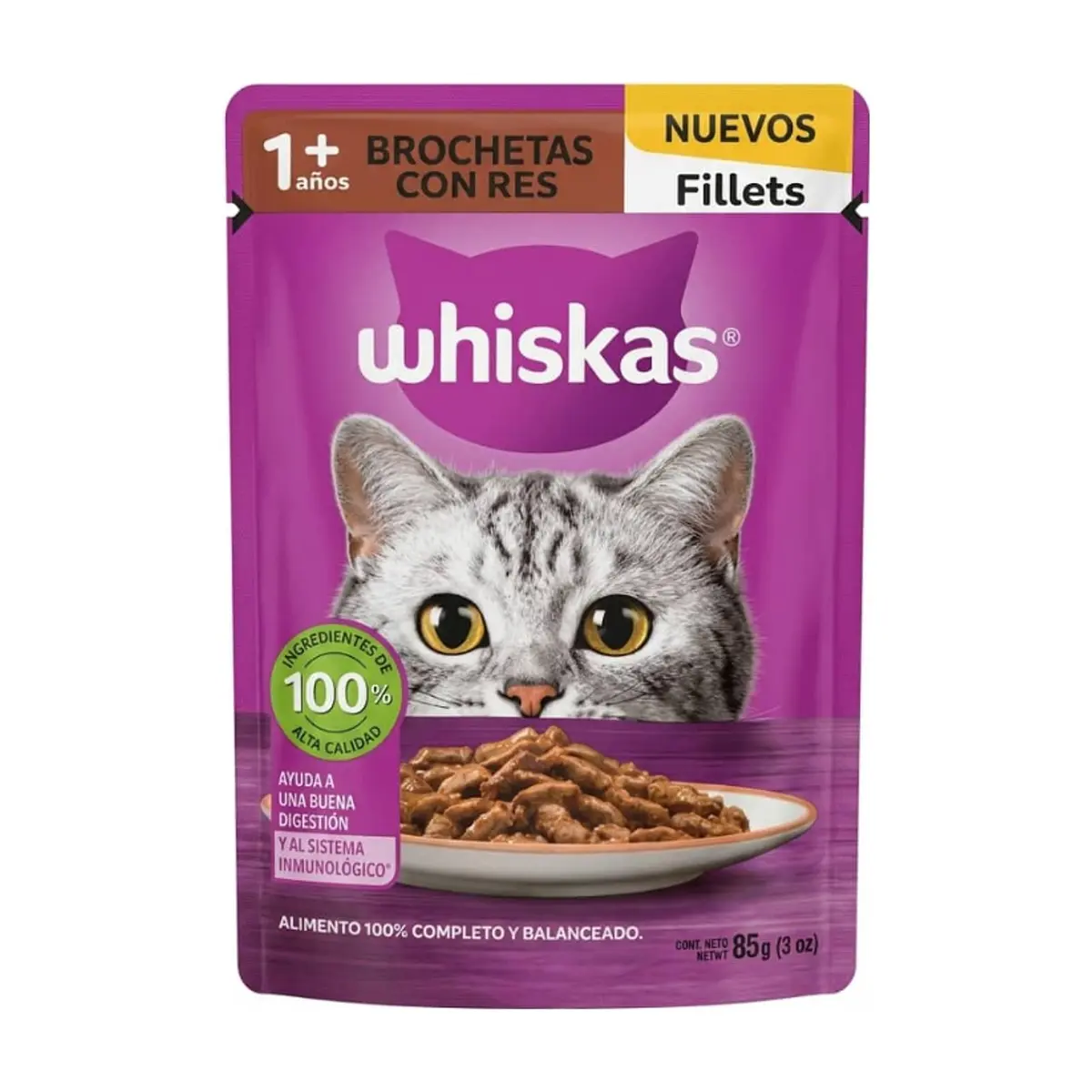 Comida para gatos adultos de brochetas con res Whiskas (85 g / 2.99 oz) - Thumbnail 6