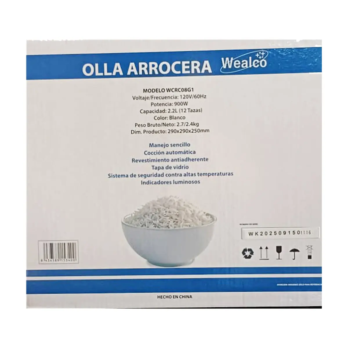 Olla arrocera 2.2 L Wealco WCRC08G1 - Thumbnail 5