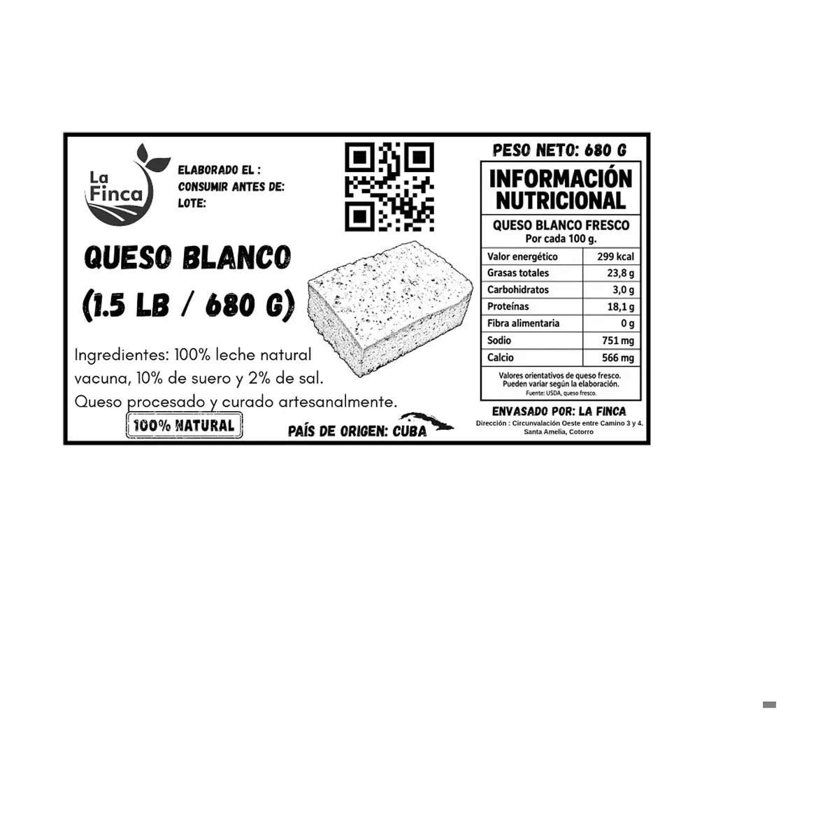 Queso blanco La Finca (680 g / 1.5 lb) - Miniatura 4