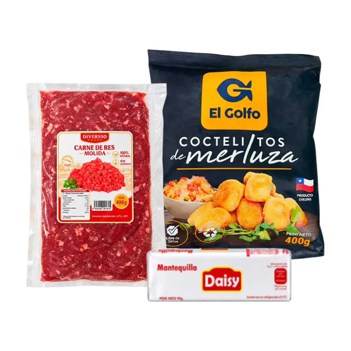 Combo: Coctelitos -nuggets- de merluza + Mantequilla + Carne de res molida - Imagen 1