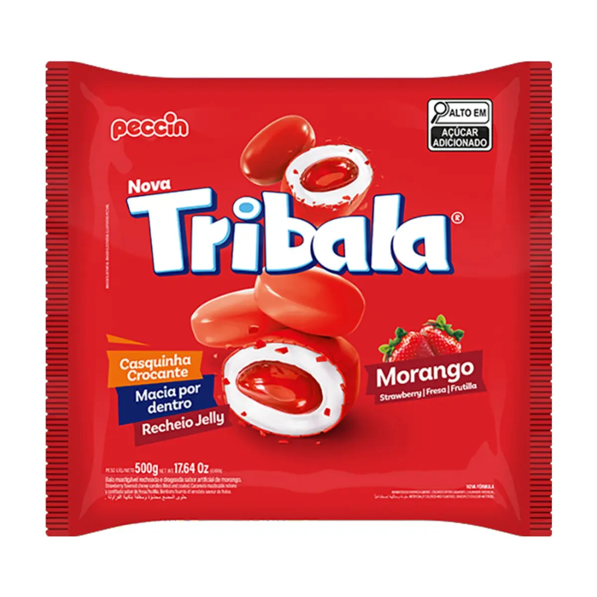 Caramelos masticable relleno y confitado sabor fresa Tribala Peccin (500 g / 1.1 lb)