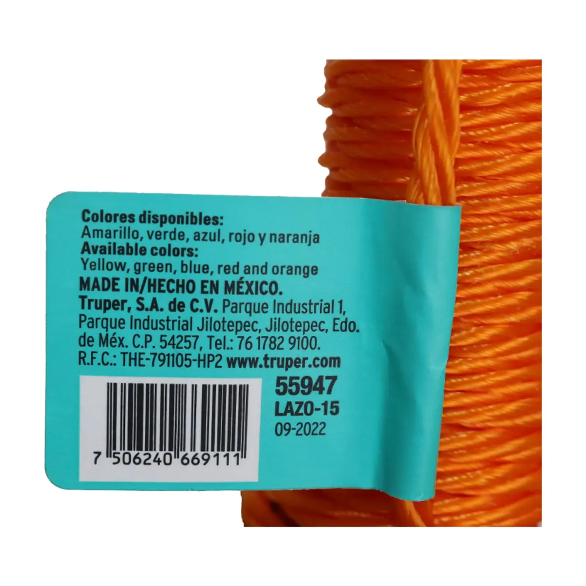 Lazo para tendedero de 15 m de largo color naranja Klintek - Miniatura 5