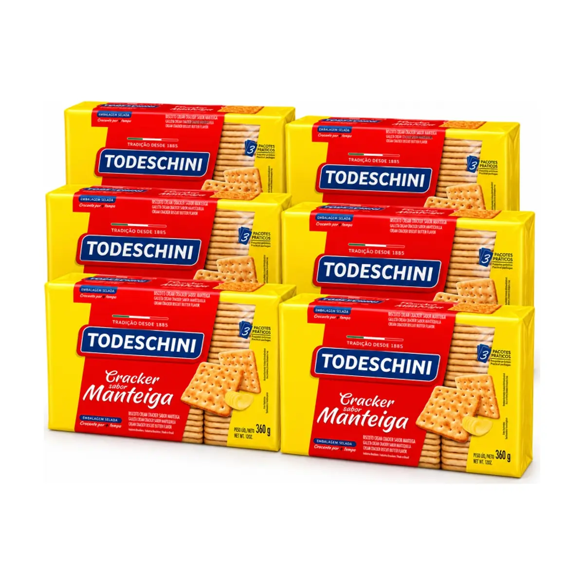 Galletas Cream Cracker sabor mantequilla Todeschini (6 x 360 g / 12 oz) - Imagen 1