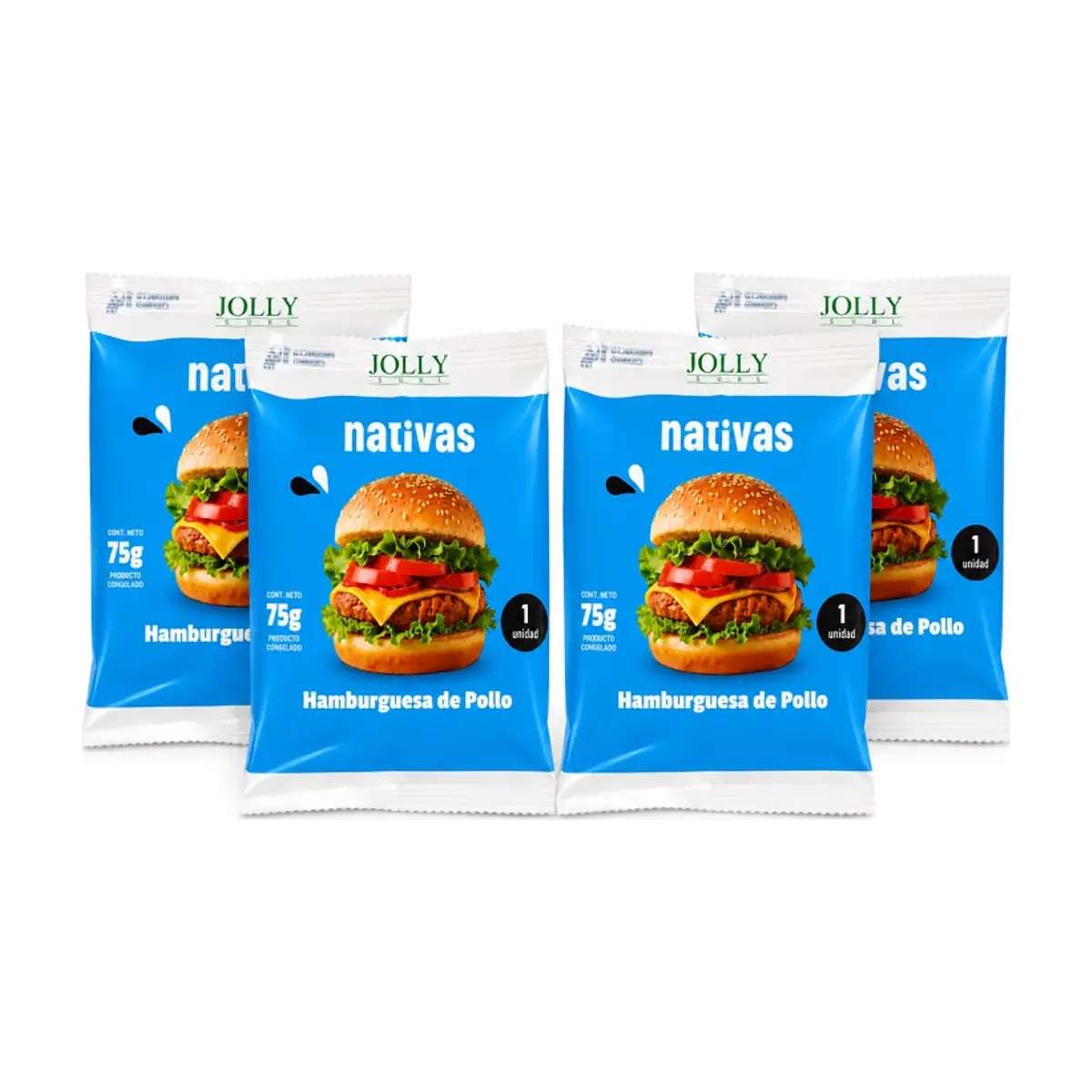 Hamburguesa de Pollo Nativas Jolly Surl ( 4 x 75 g / 2.6 oz)