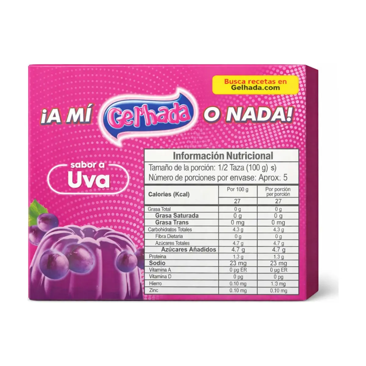 Gelatina sabor uva Gel´hada (35 g / 1.23 oz) - Thumbnail 2