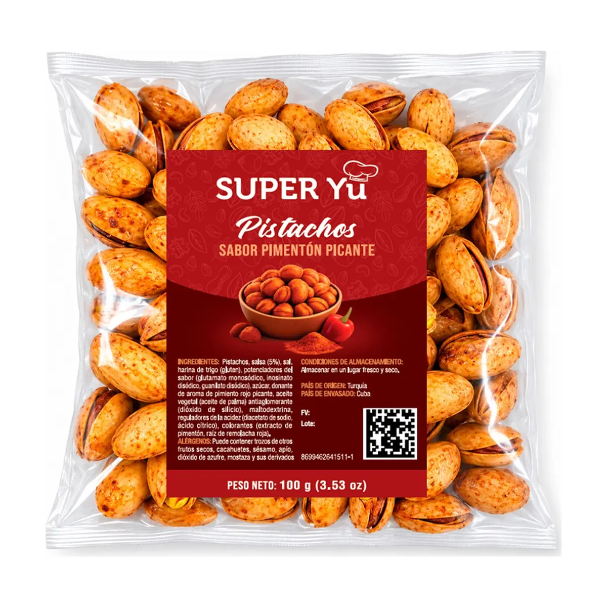 Pistachos con sabor a pimentón picante Super Yu (100 g / 3.53 oz)