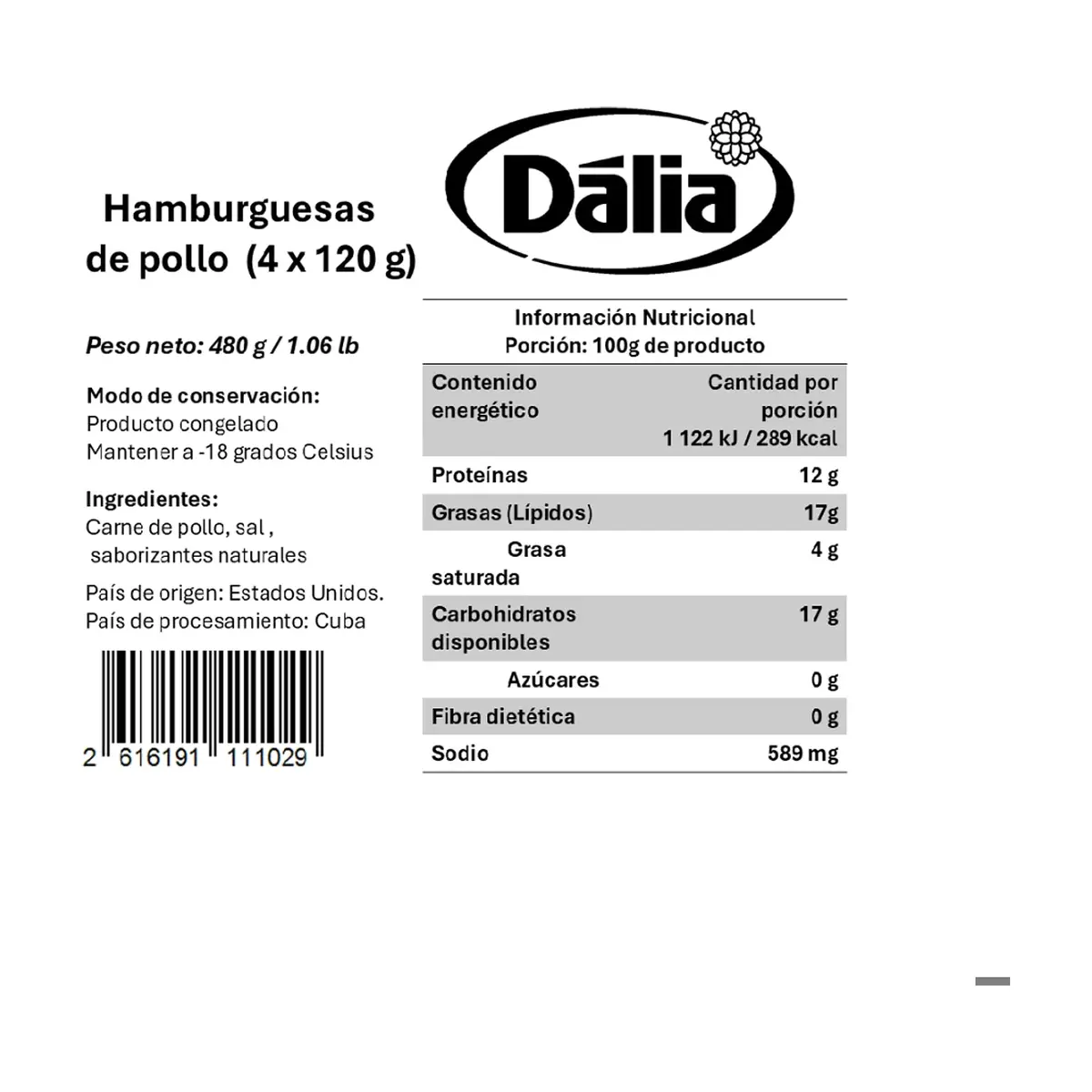 Hamburguesas de pollo Dalia (4 x 120 g / 1.06 lb) - Thumbnail 4