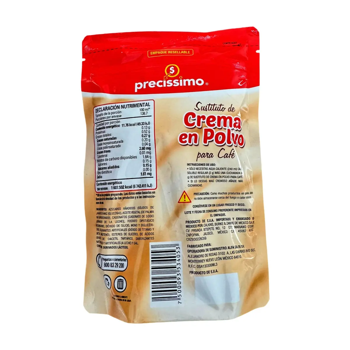 Sustituto de crema en polvo para café Precissimo (227 g / 8.01 oz) - Thumbnail 5