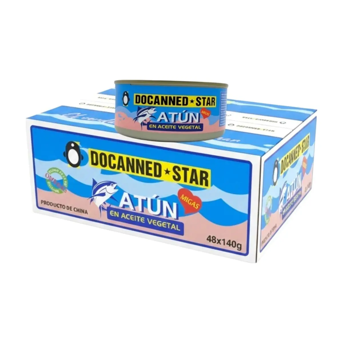 Atún en aceite vegetal Docanned Star (48 x 140 g / 4.9 oz) - Miniatura 1