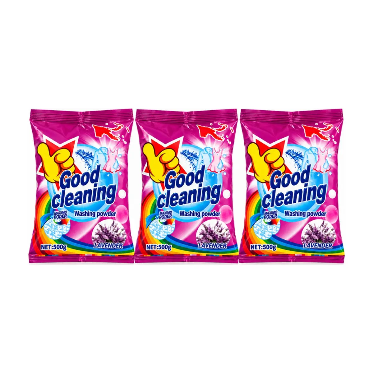 Detergente en polvo de lavanda Good Cleaning (3 x 500 g / 1.1 lb)