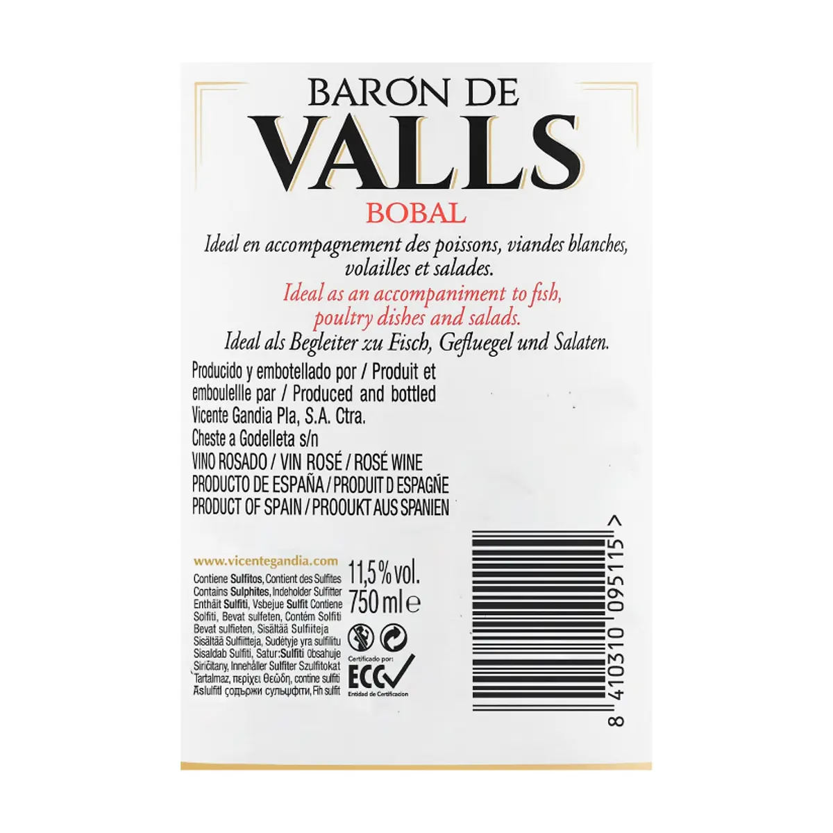 Vino rosado bobal Barón de Valls (750 ml) - Thumbnail 9