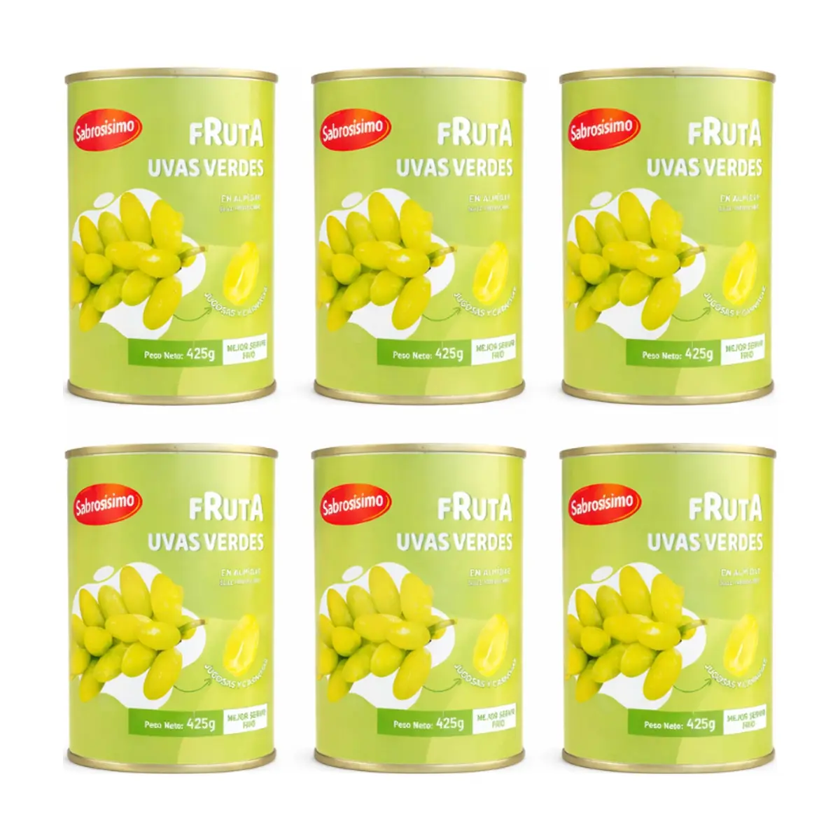 Combo Uvas verdes en almíbar Sabrosísimo (6 x 425 g / 14.99 oz)