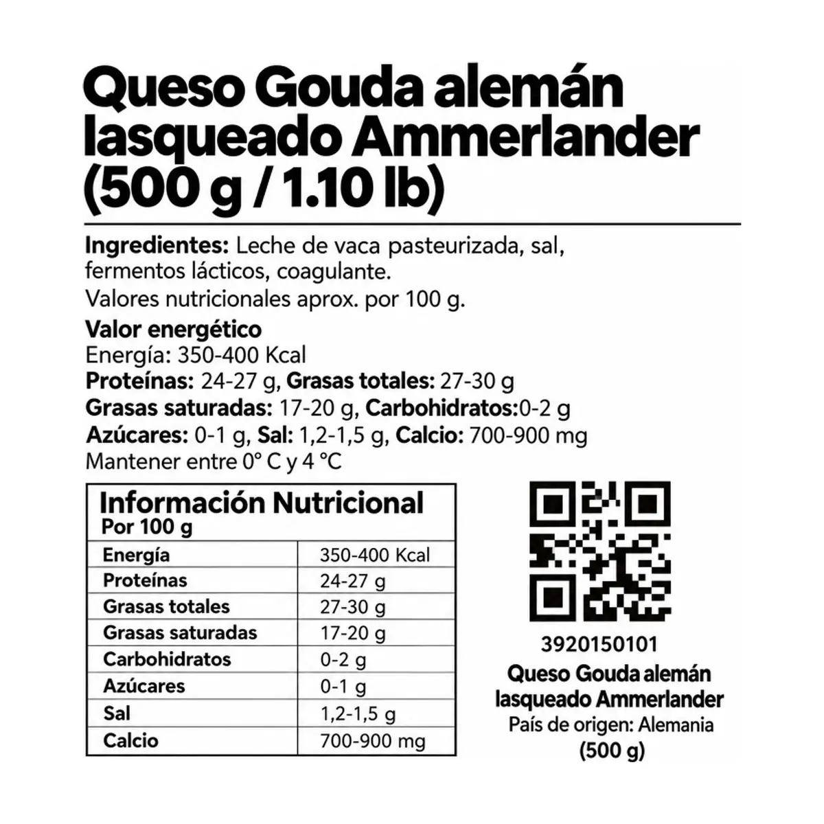 Queso Gouda lasqueado alemán Ammerländer (500 g / 1.10 lb) - Miniatura 2