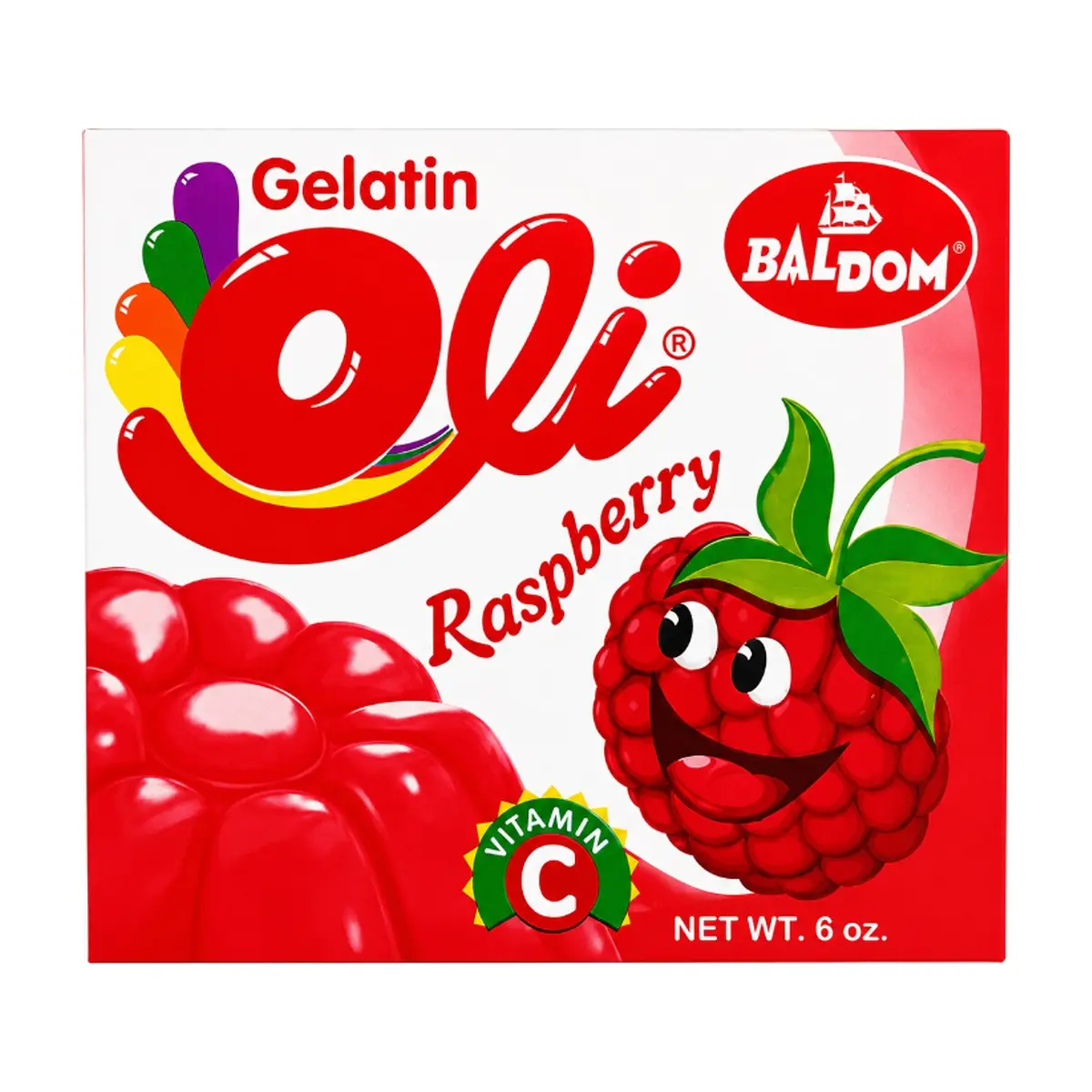 Gelatina sabor frambuesa Oli (170 g / 6 oz)