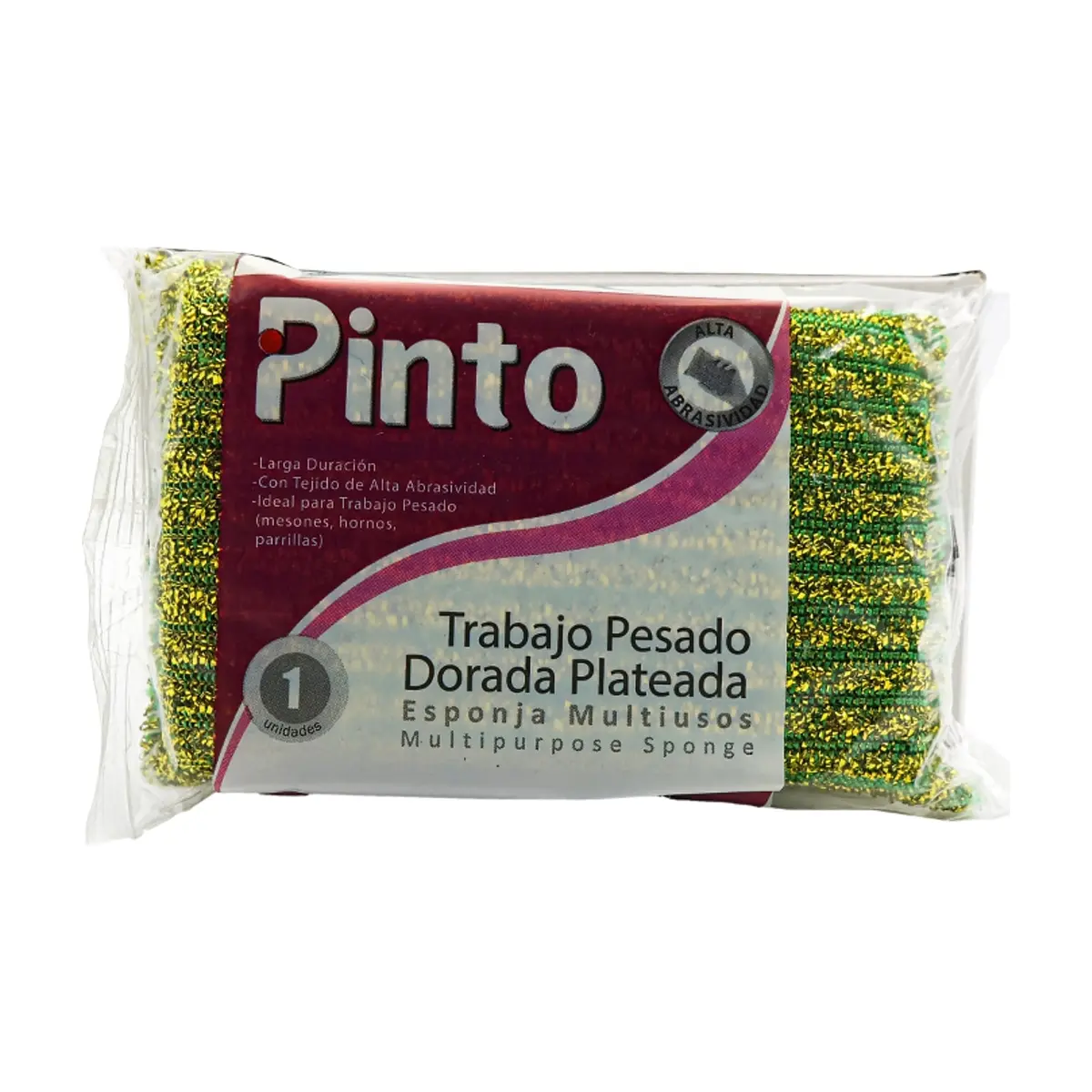 Esponja multiusos para trabajo pesado dorada plateada Pinto (1 U)