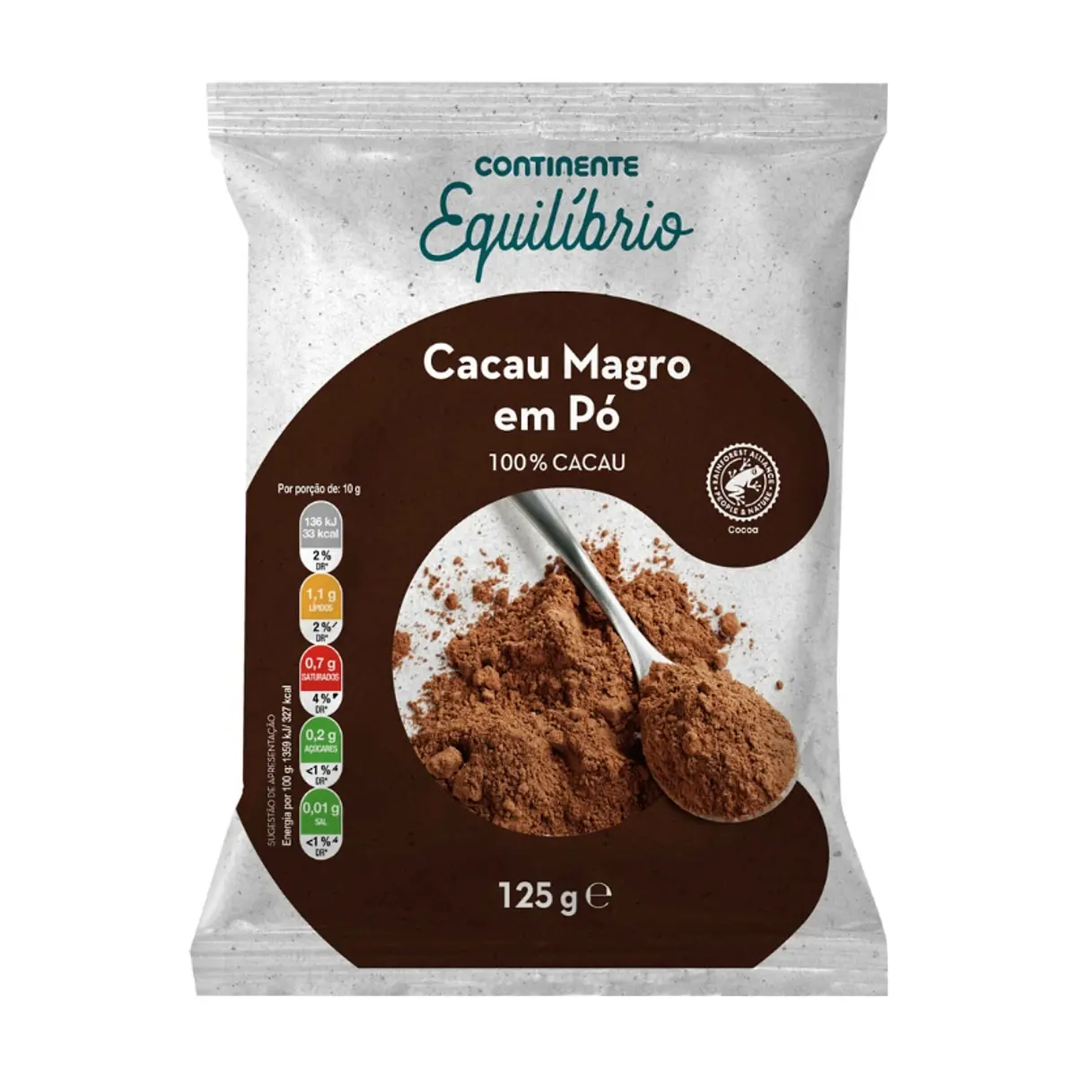 Cacao en polvo bajo en grasa Continente Equilíbrio (125 g / 4.41 oz) - Imagen 1