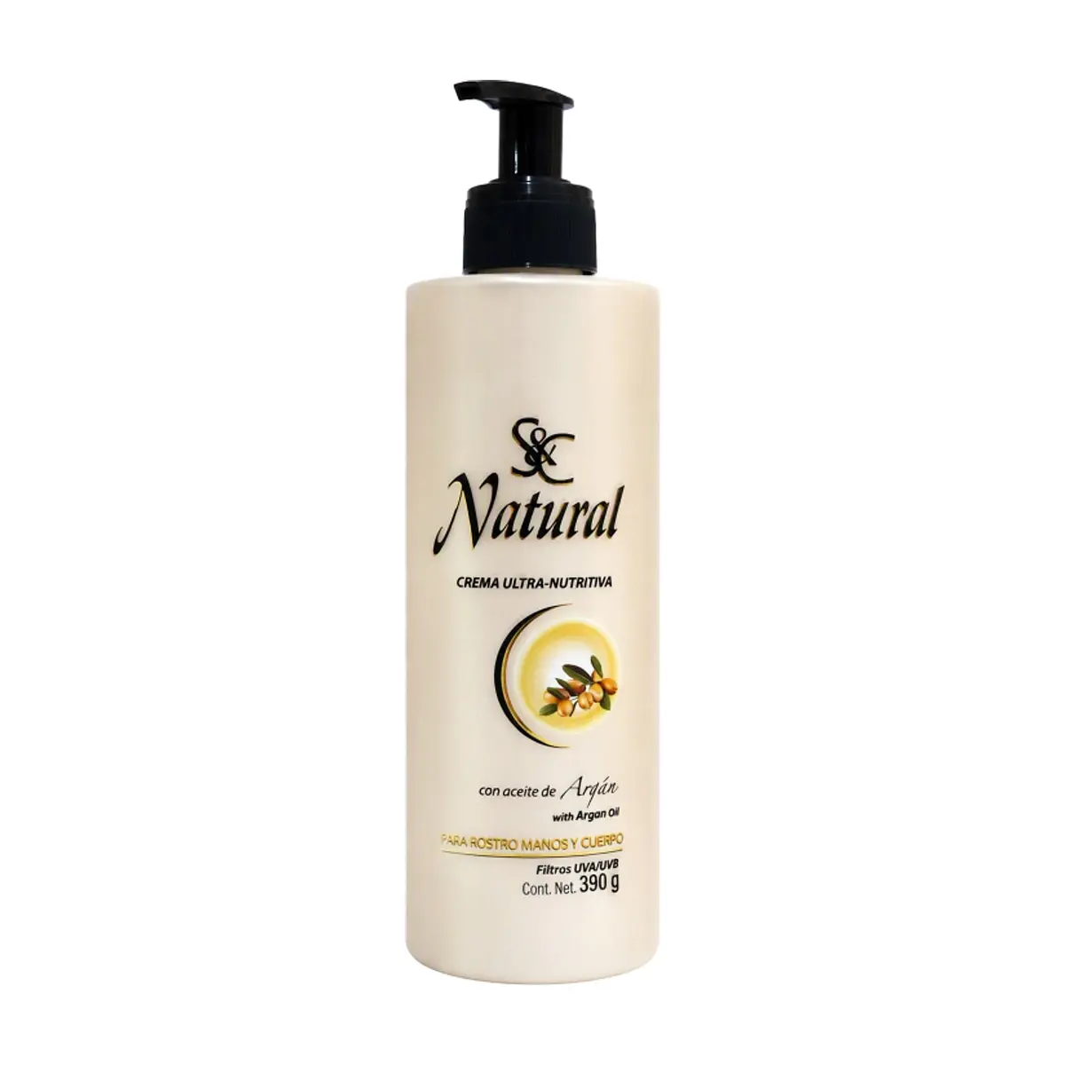 Crema ultra nutritiva con aceite de argán para rostro, manos y cuerpo Natural S&C (390 g / 13.8 oz)