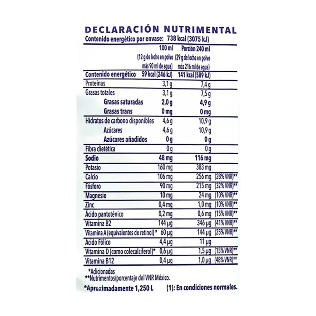Leche entera en polvo adicionada con vitaminas A y D clásica Alpura (150 g / 5.29 oz) - Miniatura 3