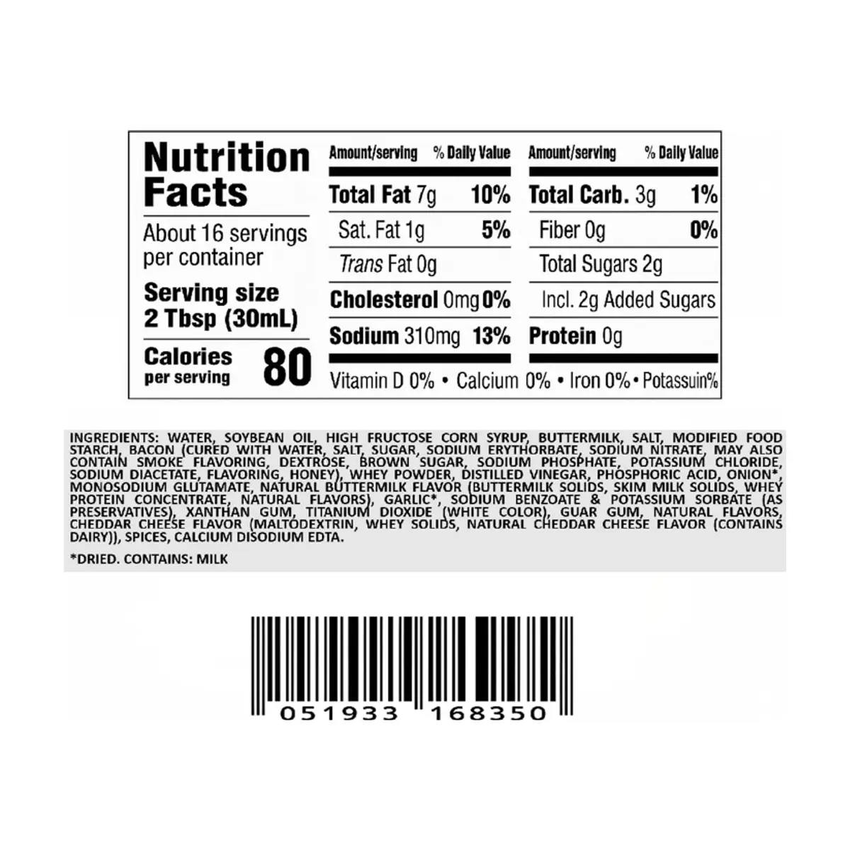 Aderezo ranch con tocino Kurtz (473 ml / 16 fl.oz) - Thumbnail 3