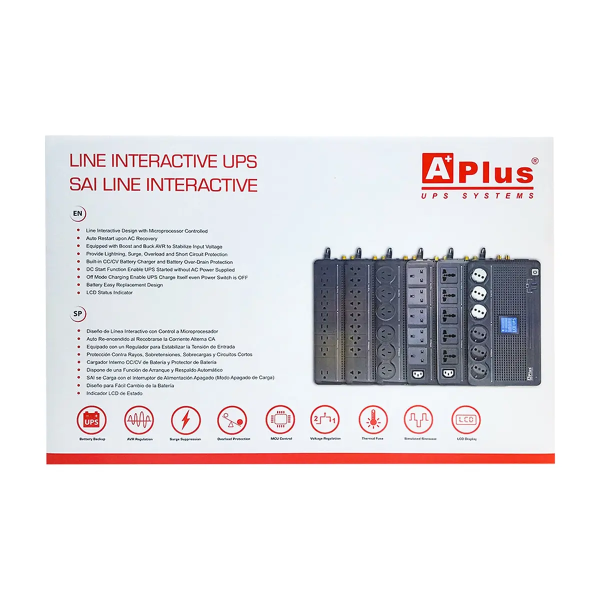 UPS línea interactiva con regulador de voltaje 800 VA APlus - Thumbnail 2