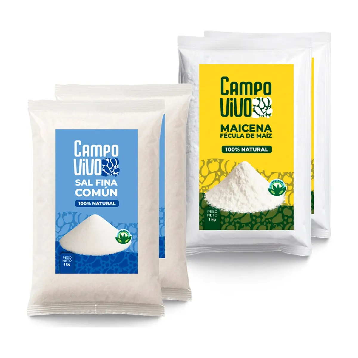 Combo de grano y sazón Campo Vivo #5: Sal fina común + Maicena