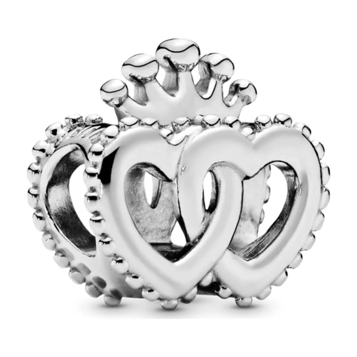 Charm de plata S925 estilo Pandora corazones majestuosos unidos