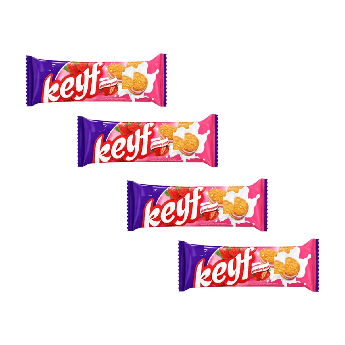 Galleta sándwich con crema de fresa Keyf Golda (4 X 50 g / 1.76 oz)