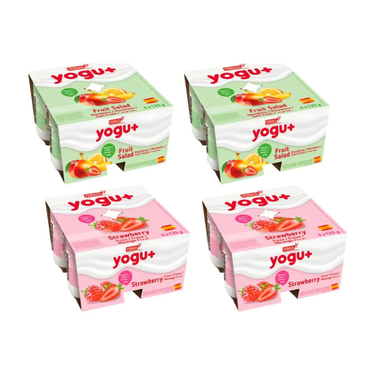 Combo: Yogur pasteurizado sabor a fresa + yogur pasteurizado sabor a macedonia - Imagen 1