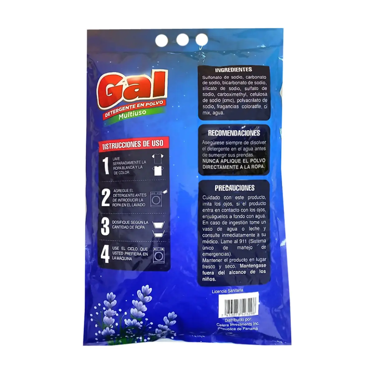 Detergente en polvo multiuso con aroma a lavanda Gal (500 g / 1.1 lb) - Miniatura 3