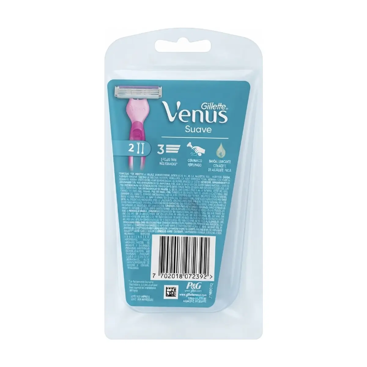 Máquinas de afeitar de 3 hojas desechables Gillette Venus Suave (2 U) - Thumbnail 3