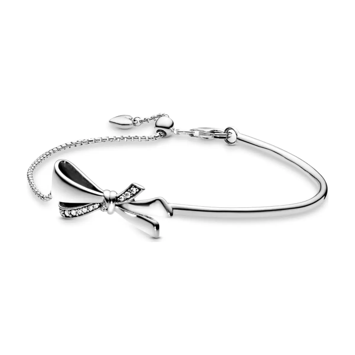 Pulsera de plata S925 estilo Pandora Moments deslizante lazo reluciente