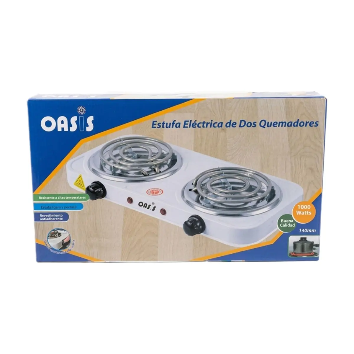 Cocina de hornilla eléctrica doble blanca Oasis 2000 W - Miniatura 3