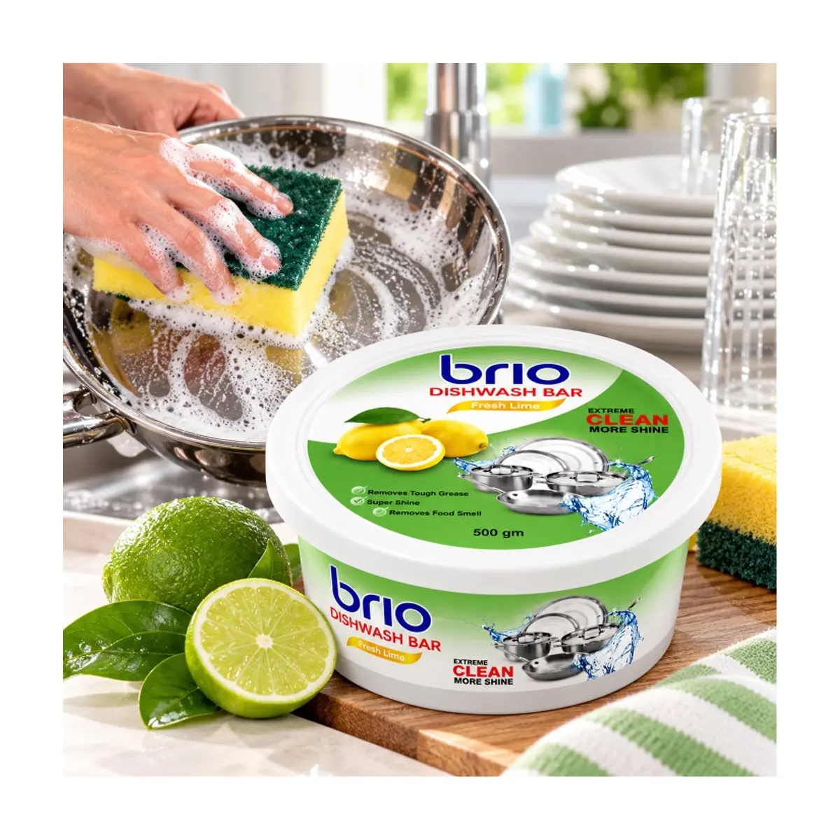 Pasta lavavajillas con aroma a limón Brio (500 g / 1.10 lb) - Thumbnail 5