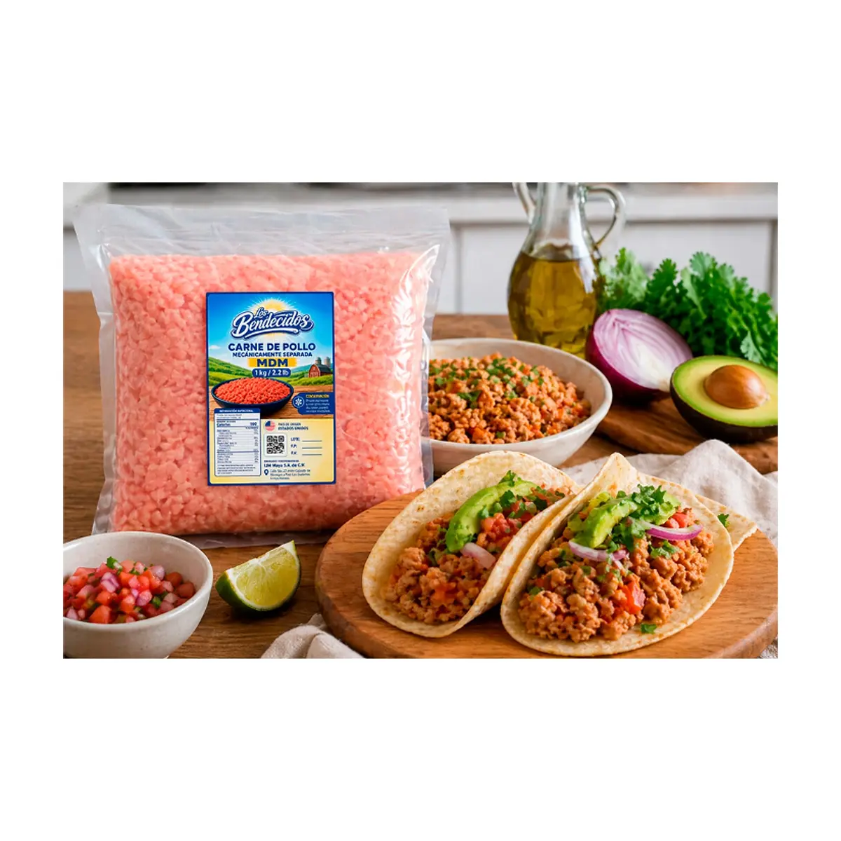 Carne de pollo mecánicamente separada MDM Los Bendecidos (1 kg / 2.2 lb) - Thumbnail 3