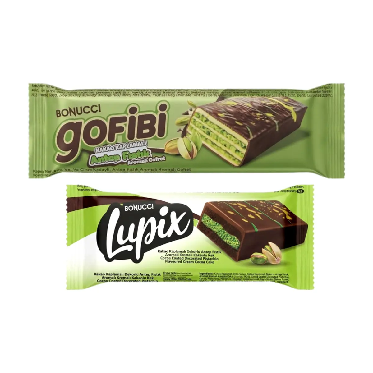Pastelito y oblea sabor pistacho-cacao Lupix y Gofibi Bonucci - Imagen 1