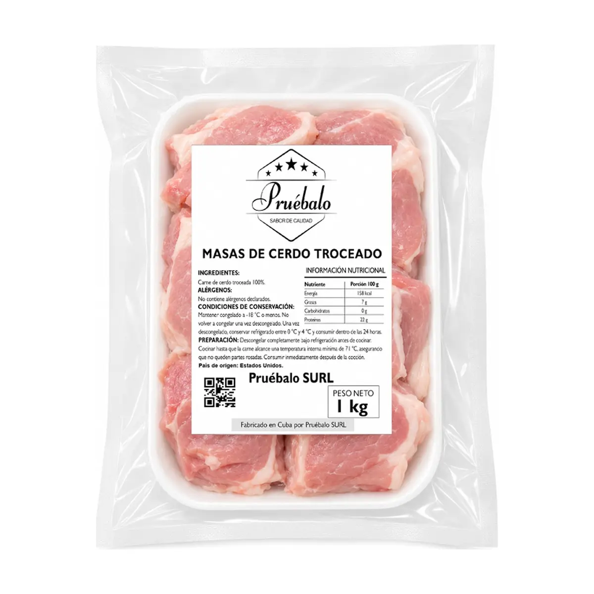 Carne de cerdo troceada Pruébalo (1 kg / 2.2 lb) - Thumbnail 2