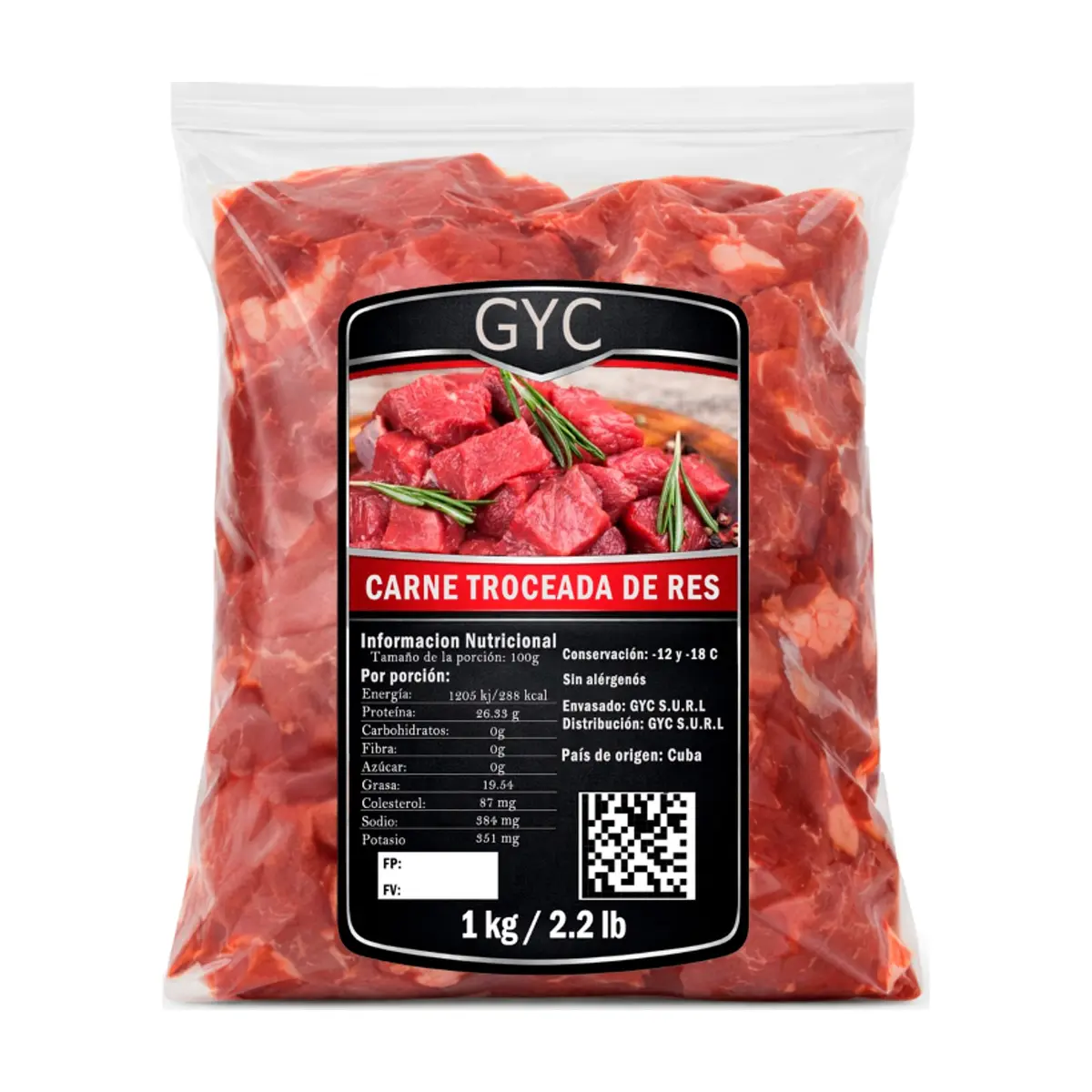 Carne troceada de res GYC (1 kg / 2.2 lb) - Miniatura 1