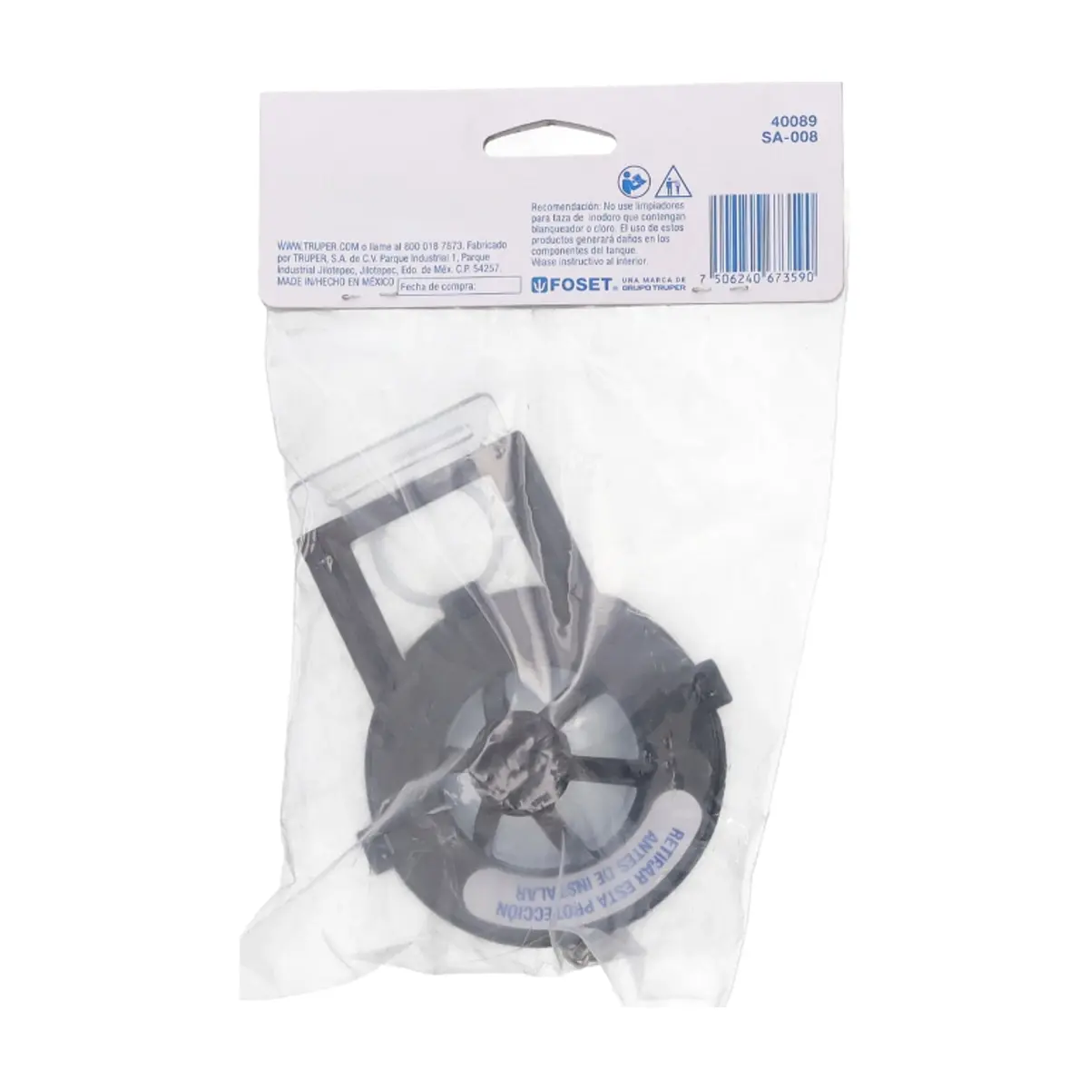 Sapo para inodoro de PVC transparente, cadena acero inoxidable Foset - Thumbnail 2